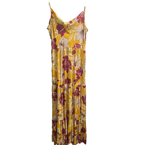 Yellow and Red Sleeveless Spaghetti Strap Maxi Sundress